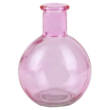 Glas Väschen kugelrund in Rosa, 10 cm
