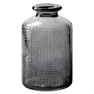 Kleines Glas Väschen, gemustert in Rauchgrau, 10 cm
