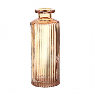 Glas Väschen schmal, gestreift in Amber, 13,2 cm