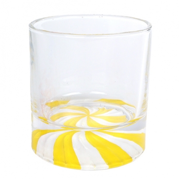Glas Windlicht Sweet Loop in Gelb, 95 mm
