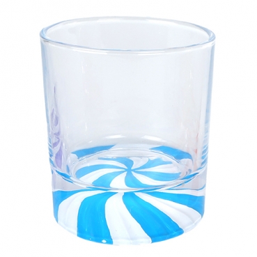 Glas Windlicht Sweet Loop in Hellblau, 95 mm
