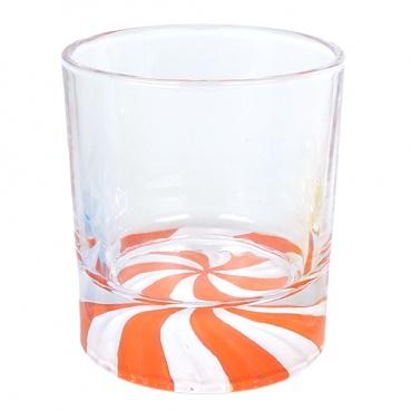 Glas Windlicht Sweet Loop in Orange, 95 mm