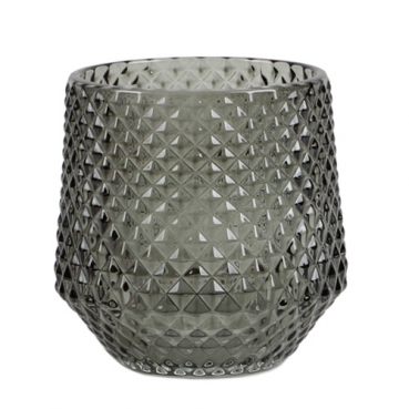 Glas Windlicht, konisch, Diamant in Rauchgrau, 80 mm