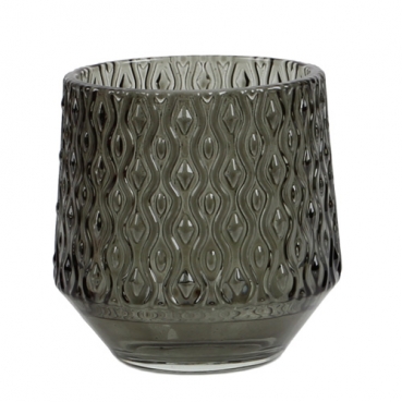 Glas Windlicht, konisch, Retro in Rauchgrau, 80 mm