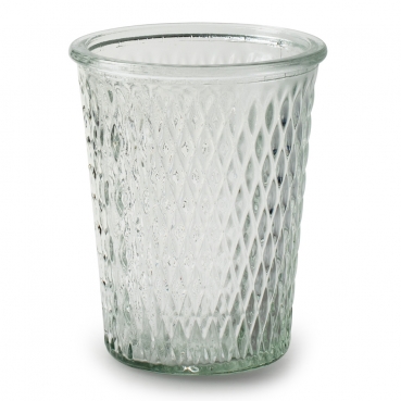 Glas Windlicht, Vase mit kleinen Rauten, klar, 12,5 cm