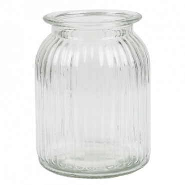 Glas Windlicht, Vase, Längsstreifen, klar, 14,5 cm