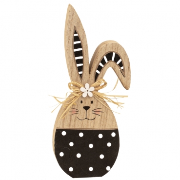 Holz Osterhase in Schwarz/Weiß, 18 cm