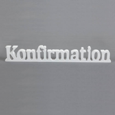 Holz Aufsteller Schriftzug Konfirmation in Weiß, 40 cm