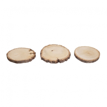 3 Holzscheiben, Kerzenteller, Untersetzer, 9 - 13 cm