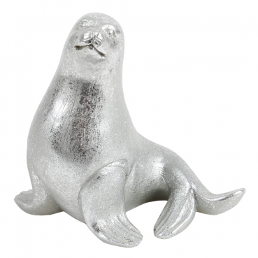 Dekofigur Seehund in Silber, 12,5 cm