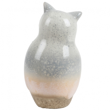 Rückseite von der Dekofigur Keramik Eule, 16 cm.