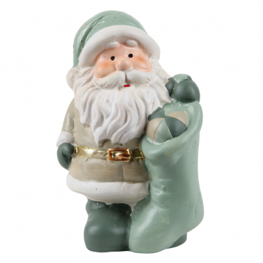 Keramik Nikolaus mit Strumpf in Salbei/Taupe, 14 cm
