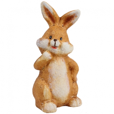 Keramik Osterhase, Pfote oben, in Braun, 16 cm