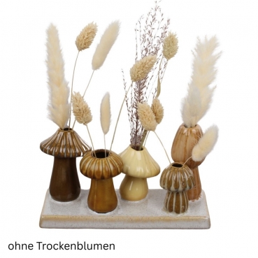 Keramik Väschen Pilze in Creme/Braun, 19 cm