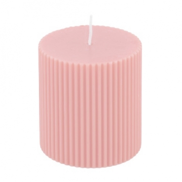 Stumpenkerze mit Rillen in Rosa, 75 x 70 mm, 26 h Brenndauer
