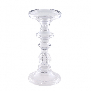 Großer Glas Kerzenständer für Stab- und Stumpenkerzen, klar, 21,5 cm