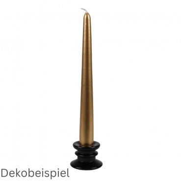 Tisch Kerzenständer für Stabkerzen in Schwarz, 58 x 40 mm mit Leuchterkerze in Gold.