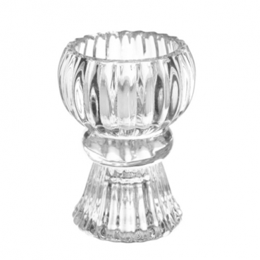 Glas Kerzenhalter Romantik, 2 in 1 für Spitzkerzen, Leuchterkerzen, Teelichter, klar.