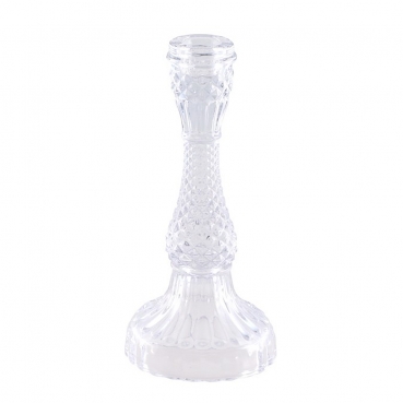 Großer Glas Kerzenständer in Kristall-Optik, 21,5 cm