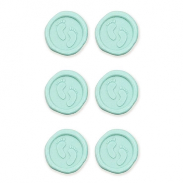 Klebe Sticker 3D, Wachsoptik, Taufe, Babyfüßchen in Mint