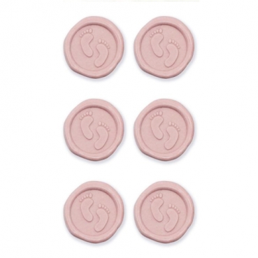 Klebe Sticker 3D, Wachsoptik, Taufe, Babyfüßchen in Rosa