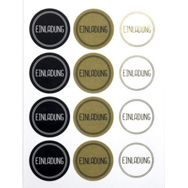 Klebe Sticker -Einladung-, rund