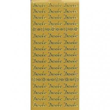 Klebe Sticker Konturen -Danke- in Gold