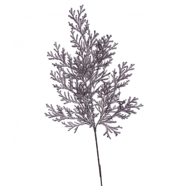 Kunstblume Glitzer Farnblatt in Violett-Silber glitzernd, 78 cm