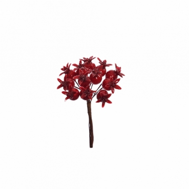 Deko Hagebutten Sträußchen mit 12 Früchten, 11 cm
