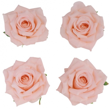 4er Set Kunstblume Rosenkopf in Peach, 90 mm