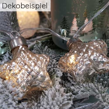 Lichterkette mit 6 LED Sternen in Silber, 70 cm, mit Timer