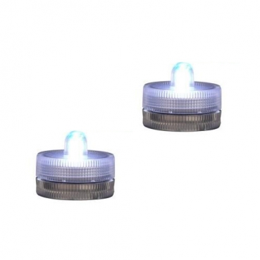 2 Unterwasser LED Teelichter, wasserdicht, Brenndauer 120 Std., kaltweiß
