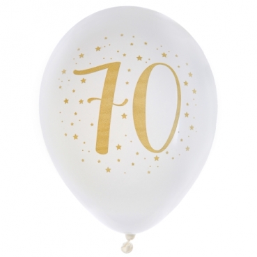 8 Luftballons Geburtstag -70- in Weiß/Gold
