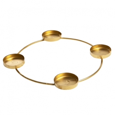 Metall Adventskranz, Ring mit 4 Kerzentellern in Gold, 40 cm