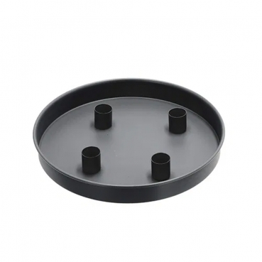 Metall Adventskranz, Tablett mit 4 magnetischen Stabkerzenhaltern in Schwarz, 25 cm