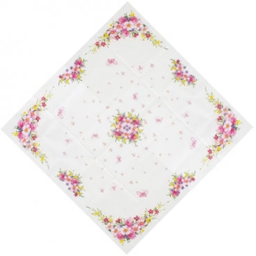 Airlaid Papier Mitteldecke Blümchen und Schmetterlinge, 80 x 80 cm