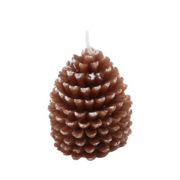 Kleine Kerze Tannenzapfen, Weihnachten in Braun/Weiß, 65 x 60 mm