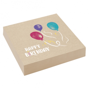 20er Pack Servietten Geburtstag -Happy Birthday-, Luftballons, 33 x 33 cm