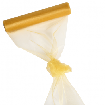 Organza Tischläufer, 10 Meter, Gold, 28 cm