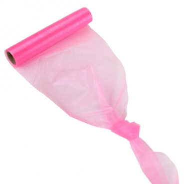 Organza Tischläufer, 10 Meter, Pink, 28 cm