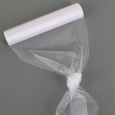 Organza Tischläufer, 10 Meter, Weiß, 28 cm