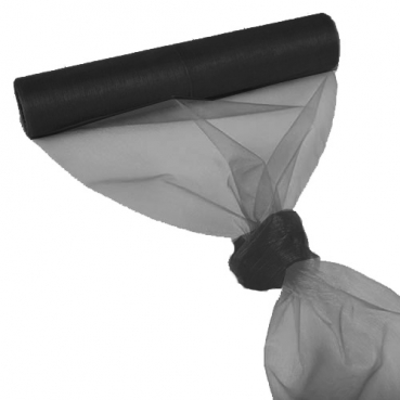 Organza Tischläufer, 10 Meter, Schwarz, 28 cm