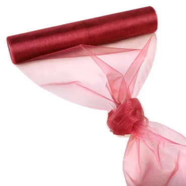 Organza Tischläufer, 10 Meter, Bordeaux, 28 cm