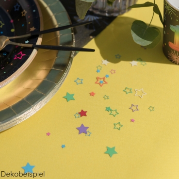 Dekobeispiel für das Papier Konfetti Sterne und Punkte, bunt, 5 - 15 mm.
