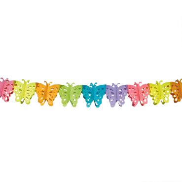 6 Meter Papier Girlande Schmetterlinge, bunt, 15 cm