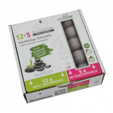 Refill System Starter Set, 17 Duftteelichter Harmony, 5 x mit Hülle, 12 x Wachsrohlinge, 6 h Brenndauer