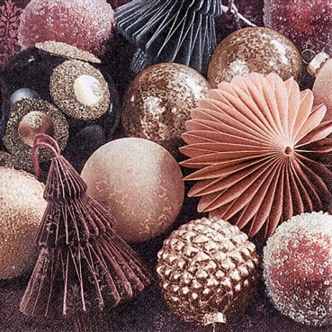 20er Pack Servietten Christbaumschmuck in Mauve, 33 x 33 cm