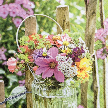 20er Pack Servietten Blumiger Gartenzaun, 33 x 33 cm