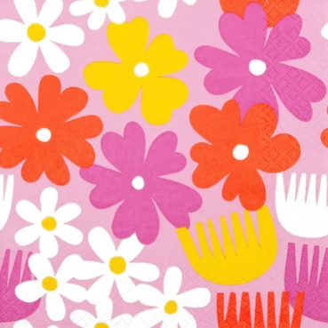 20er Pack Servietten Flower Pop, Blumen-Design, 33 x 33 cm