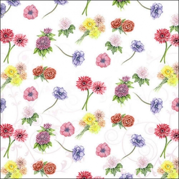 20er Pack Servietten Buntes Blumen-Fest, 33 x 33 cm